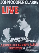 JOHN COOPER CLARKE 1979 vintage POSTER ADVERT WALKING BACK TO HAPPINESS
