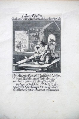 Berufe  Der Töpfer Original Kupferstich von C. Weigel um 1700.