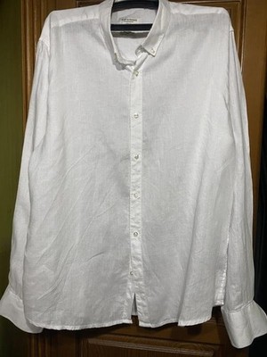 Men Bruun & Stengade Shirt White Linen XXL
