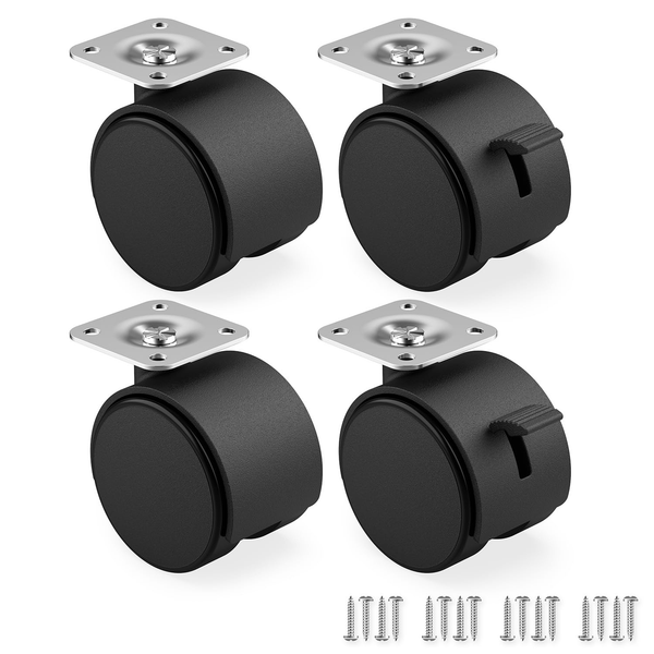 4X MöBelrollen 50Mm Lenkrollen Mit Bremse Schwerlast Transportrollen-image