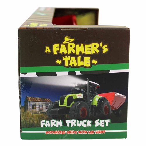 Spielzeug Traktor mit Anhänger und Rückzug Trecker Landwirtschaft mit Sound - Bild 4 von 5