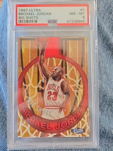🏀1997 Fleer Ultra #1 Michael Jordan Big Shots PSA 8 NM-MT