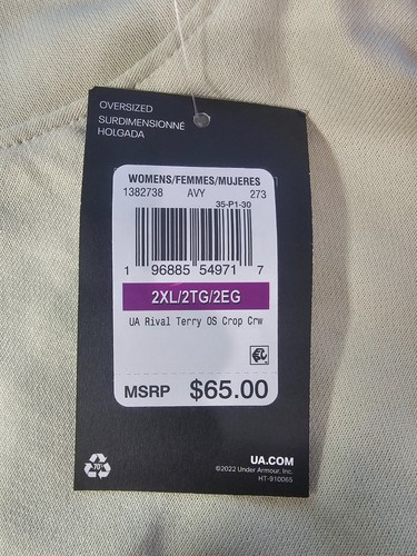 Under Armour Damen Rival Terry Oversized Cropped Rundhals Sweatshirt Silt XXL - Bild 3 von 7