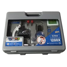 AmScope Kids 52-Piece Microscope Set 120X-1200X Metal Frame STEM Kit with Case