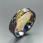 Rough gem jewelry Natural Opal Ring 925 Sterling Silver Size 8.75 /R471134