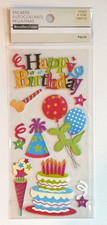 Birthday Happy Cake Candles Balloons Party Hats Celebrate Recollections Stickers