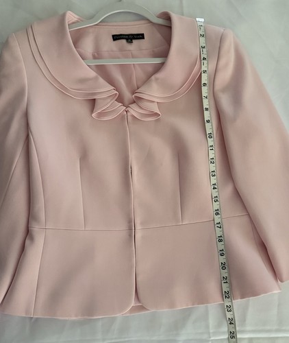 Preston & York Women’s Blazer Pink Ruffle Collared Barbiecore Work Office Sz 10 - Picture 7 of 10