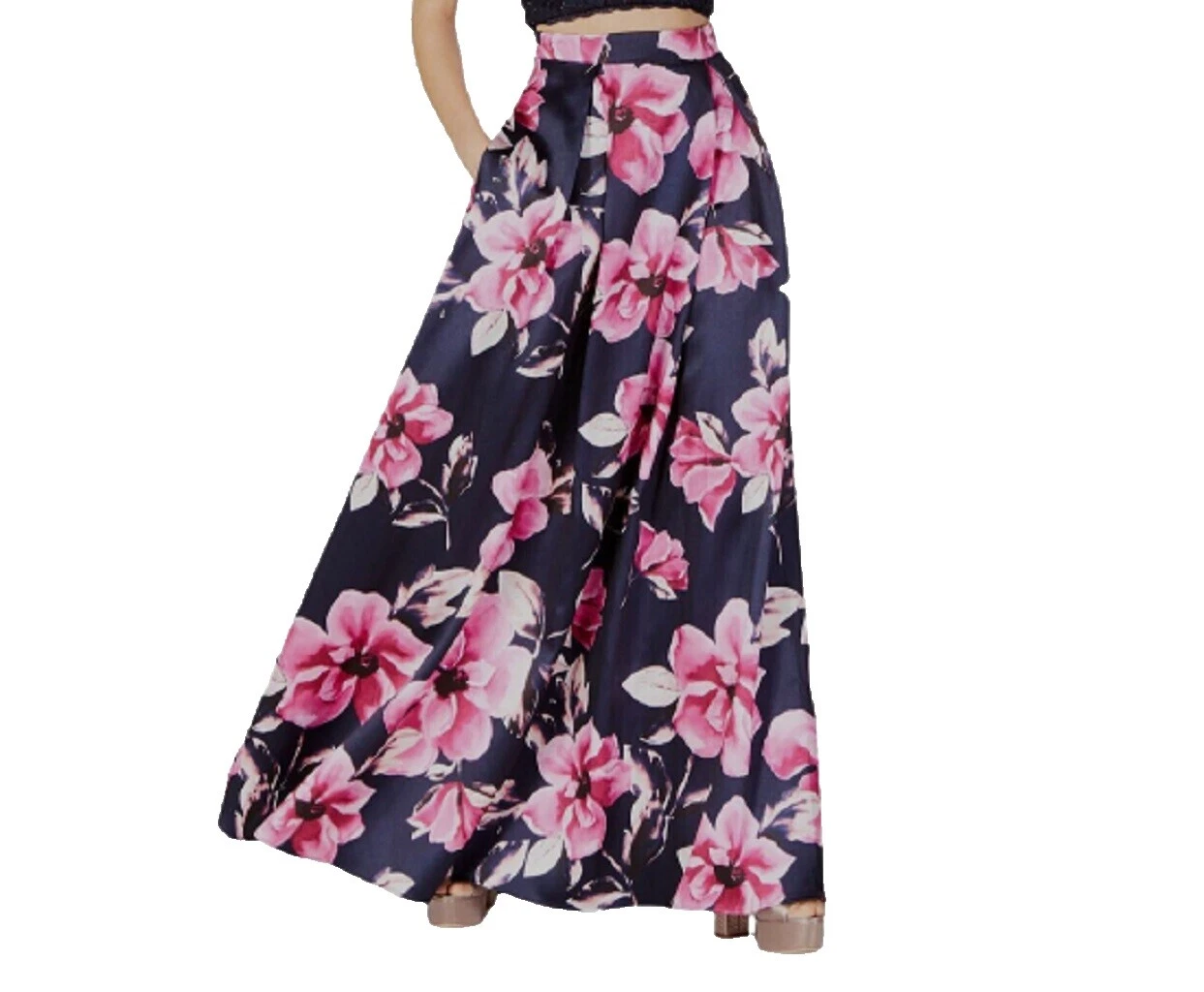 Pleated Floral Mid Skirts for Women