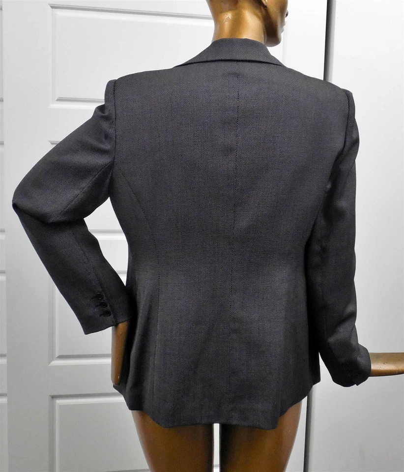 Chaqueta Blazer Oscar de la Renta EE. UU. Negro Blanco Mezcla Lana Talla 14 Foto 3 de 4