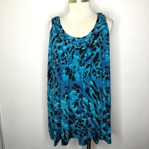 Lane Bryant Sleeveless Blouse Blue/Black Multicolor Plus Size 26/28
