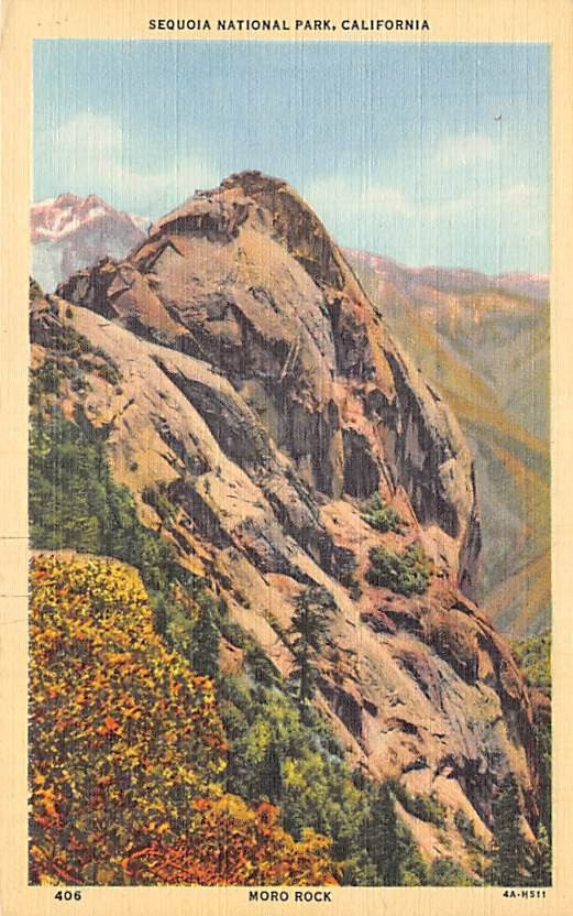Postcard CA: Moro Rock, Sequoia NP, California, Vintage Linen