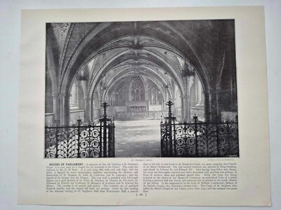 Antique 1896 Photographs Round London Print Houses Parliament St Stephen's Crypt