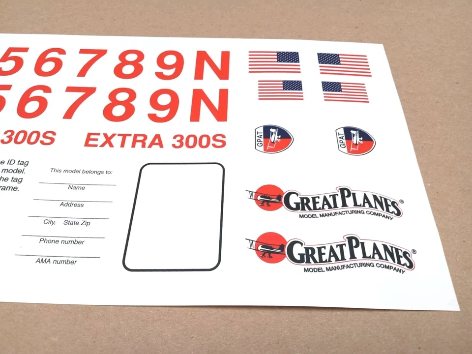 GREAT PLANES Extra 300S 40 RC Aircraft Sticker Decals RARE Hobbico EXTR4D01 NEW - Image 4 of 4