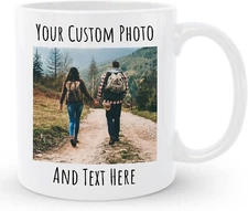 Personalized White Ceramic Coffee Mugs Custom Photo Name Holiday Birthday Gifts