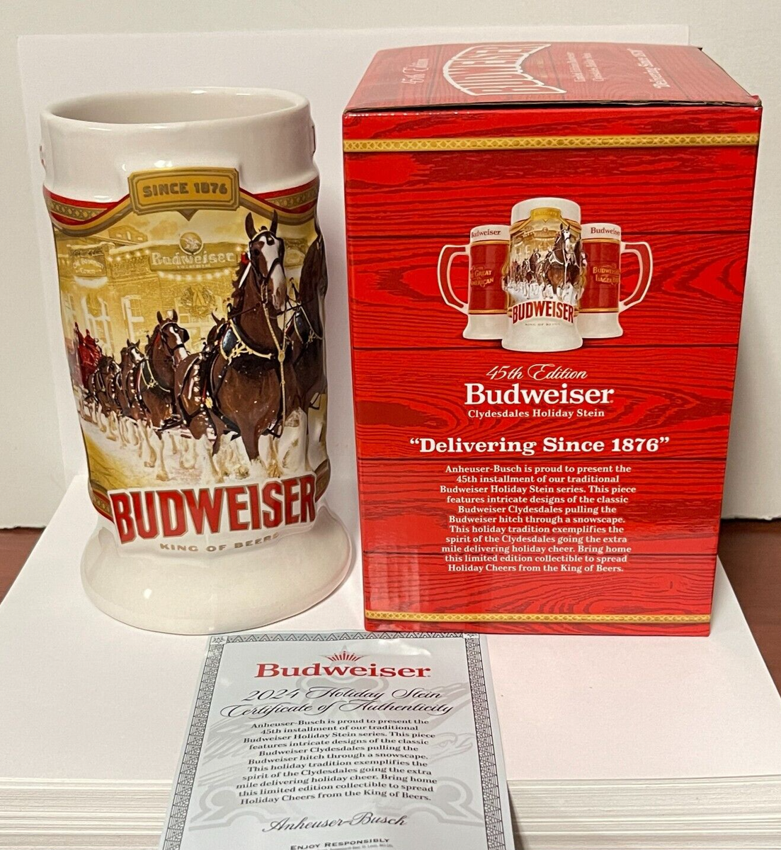 2024 Budweiser Holiday Stein Christmas mug Has FLAWS or CHIPS or