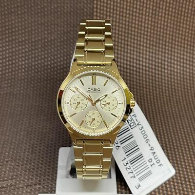 Casio LTP-V300G-9A Analog Gold Ton Edelstahl Damen Casual Dress Watch