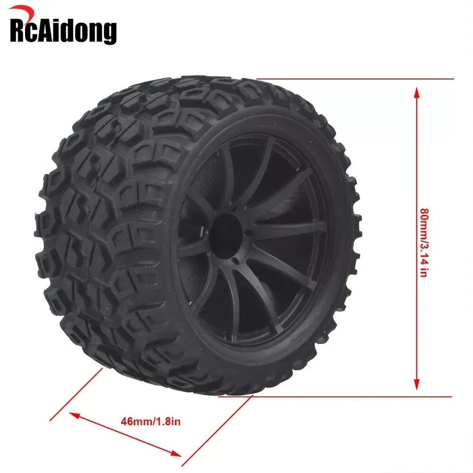 4Pcs Gummireifen Radreifen Mit Schaum Für Traxxas 1/16 E-Revo VXL Truck RC Auto - Bild 2 von 4