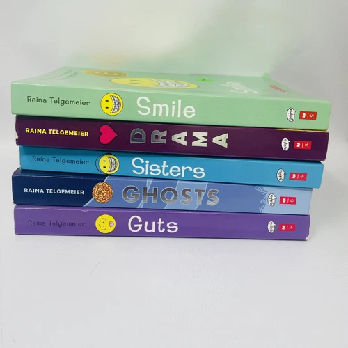 Lot of 5 Raina Telgemeier Books Smile (SIGNED) Drama Sisters Ghosts Guts