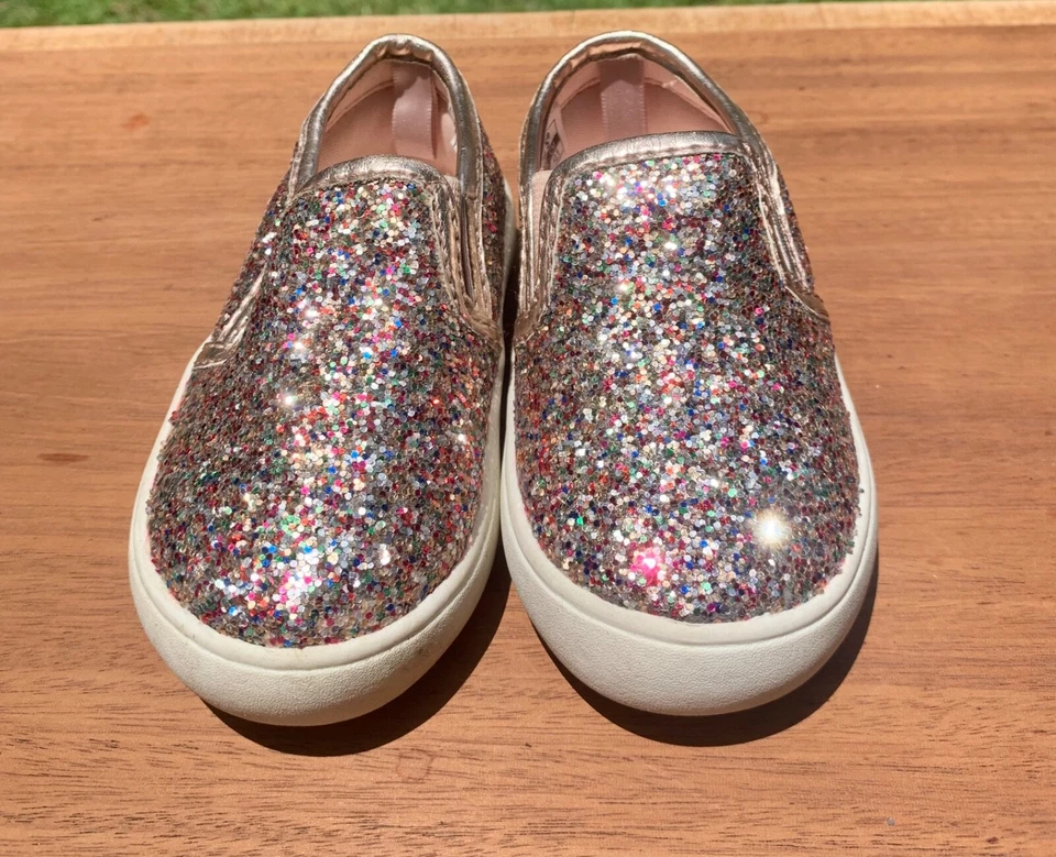 Carters Pink/MutliColor Sparkel Slip On Sneakers Toddler Size 5 - Image 3 of 4