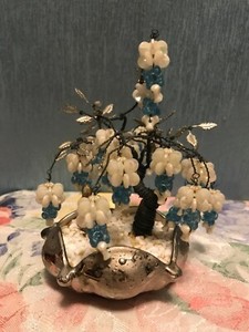 Rare VTG silver Beaded Bonsai Miniature Tree Dixon Art Studios