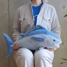 Sun Lemon Knee Series Tuna Big Plush Doll Fluffy Toy M Size 57cm Blue Japan New