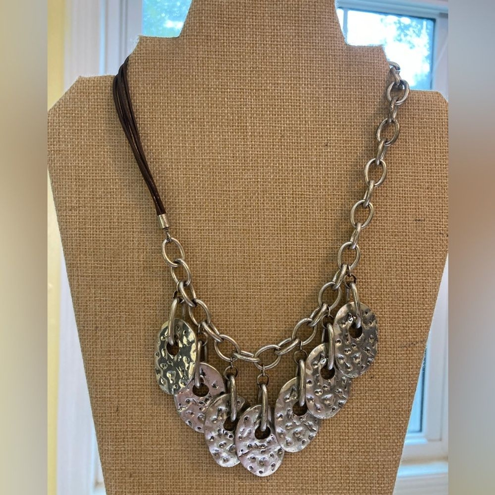 Hammered Brutalist Design statement Necklace - image 4