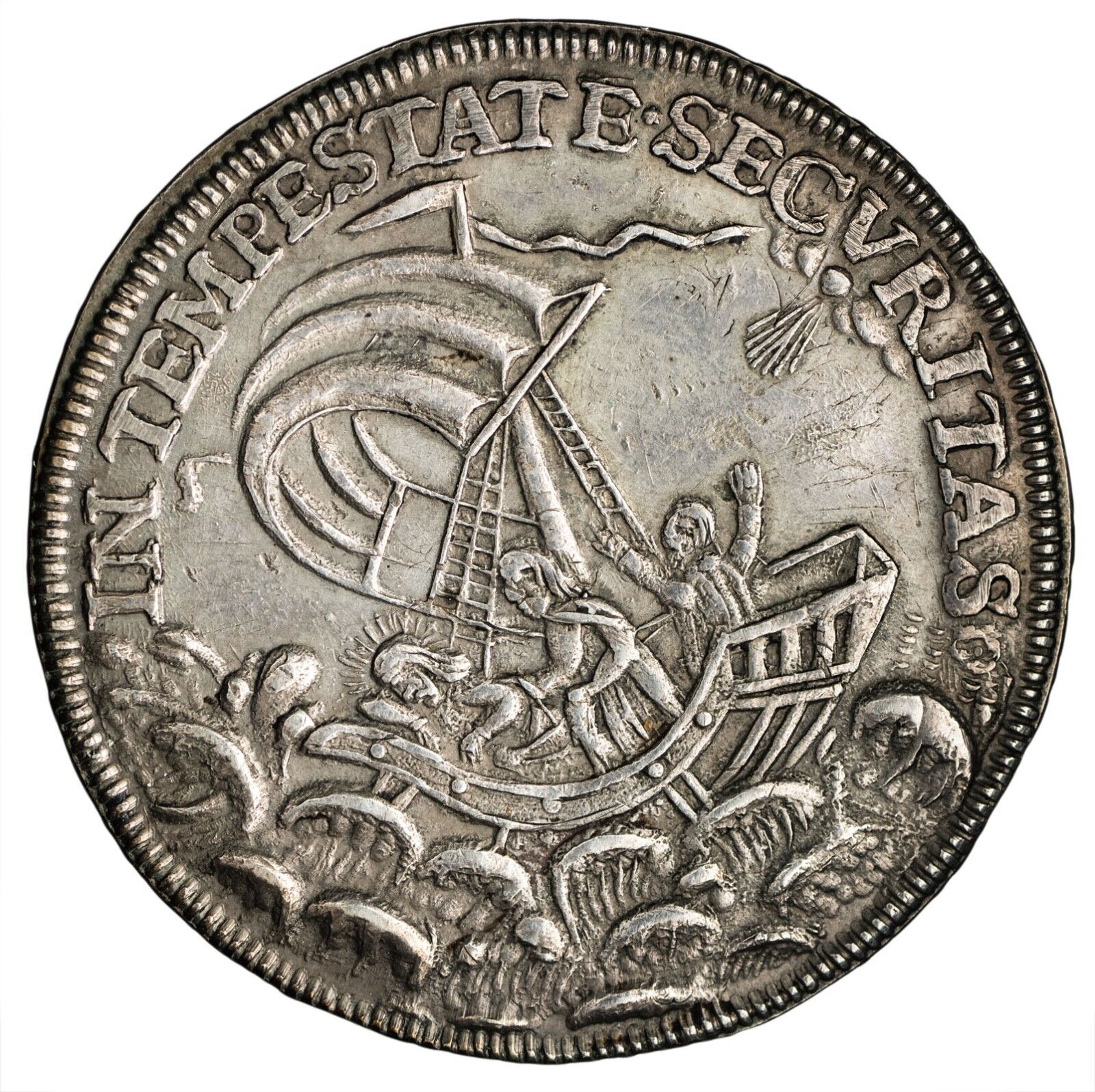 Hungary 1610 Medal, Silver Thaler  St. George Killing  Dragon 27.54 gr., 43 mm.