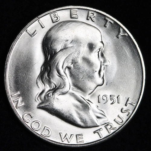GEM BU UNCIRCULATED UNC MS 1951-S SILVER FRANKLIN HALF DOLLAR BRILLIANT LUSTER