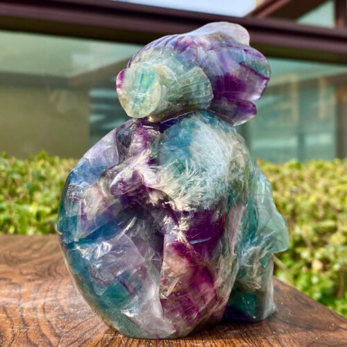 3.22LB Natural Colourful Fluorite Hand Carved Crystal Skull Meditation - Zdjęcie 11 z 13