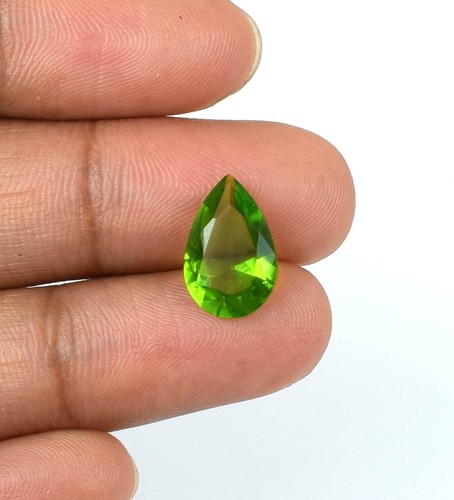 2.30 KT / 12 MM Pakistan Verde Oliva Peridoto Loose Gemma Pera Taglio - Foto 6 di 8