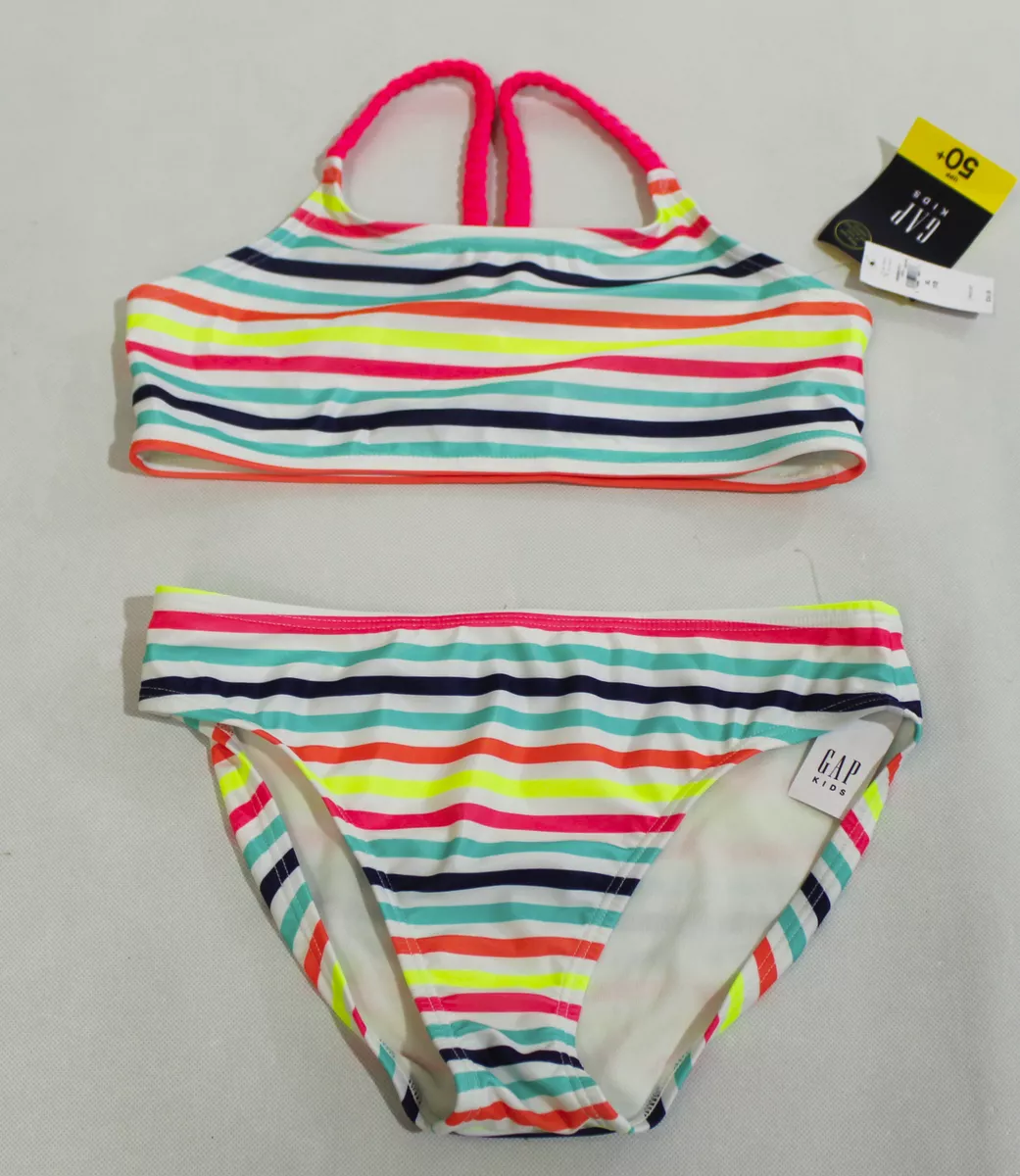 Gap Girl s Racerback Striped High Waist Bikini Set JB1 Multi Size