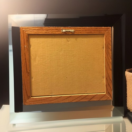 Giraffe Art Decoration Walnut Stain on Solid Red Oak Frame 10"H x 12"W - Picture 2 of 4