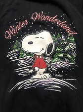 80s Vintage Snoopy Winter Wonderland Christmas Sweatshirt Black Medium W/ Tags