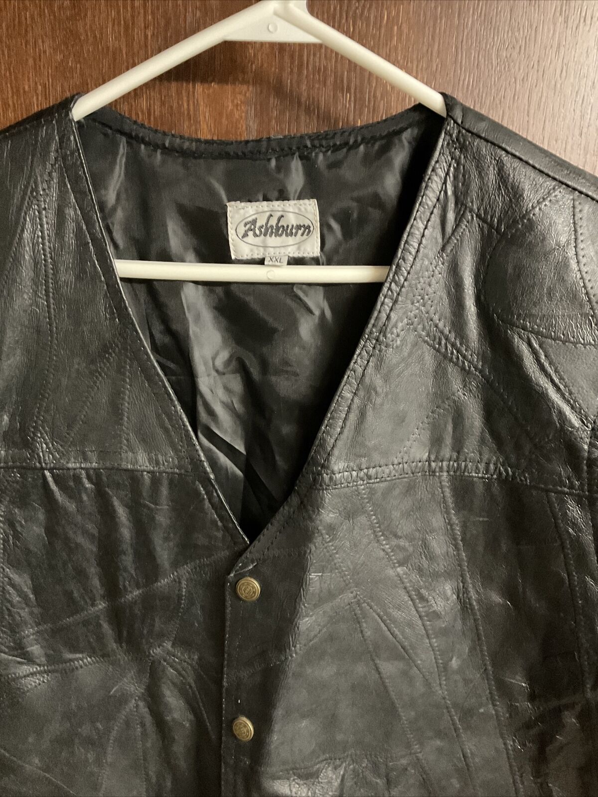 Vintage Ashburn Leather Vest Embroidered Eagle XXL - image 2