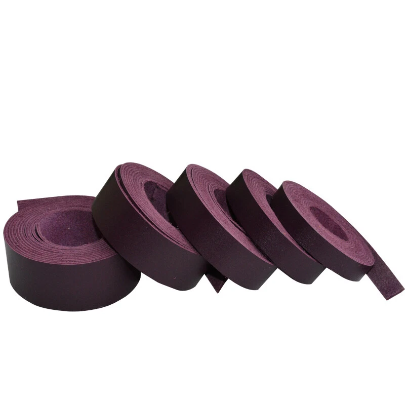 Cinta de cuero plana de 1 m correa de ajuste de cinta de cordón de cuero de vaca hágalo usted mismo artesanía de costura púrpura oscuro Foto 3 de 4