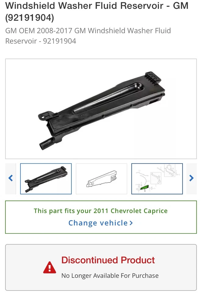 2008-09 Pontiac G8 Chevy Caprice PPV SS GM Windshield Washer Fluid Reservoir NOS Foto 4 de 4