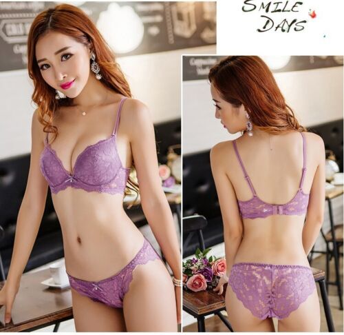 Set reggiseno e mutandine in pizzo intimo ricamo lingerie sexy intimo coppa AB - Foto 3 di 49