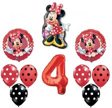 MAD About Minnie Mouse Red 4th Birthday Party Balloons Decorations Supplies Set
