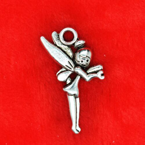 10 x Tibetan Silver Fairy Tinkerbell Peter Pan Charms Pendants Finding Beads - Picture 1 of 2