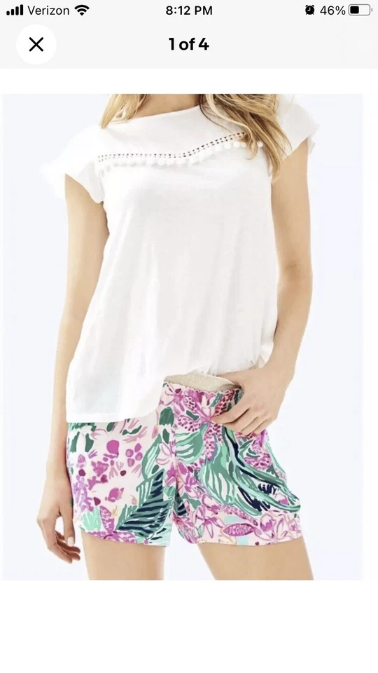 Шорты Lilly Pulitzer Rylan с цветочным принтом атласные женские лот из 2 XS - Изображение 2 из 4