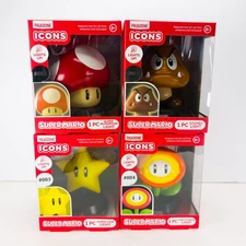 Paladone Super Mario Icons Light Set 4 Mushroom Goomba Star Fire Flower Lamp New