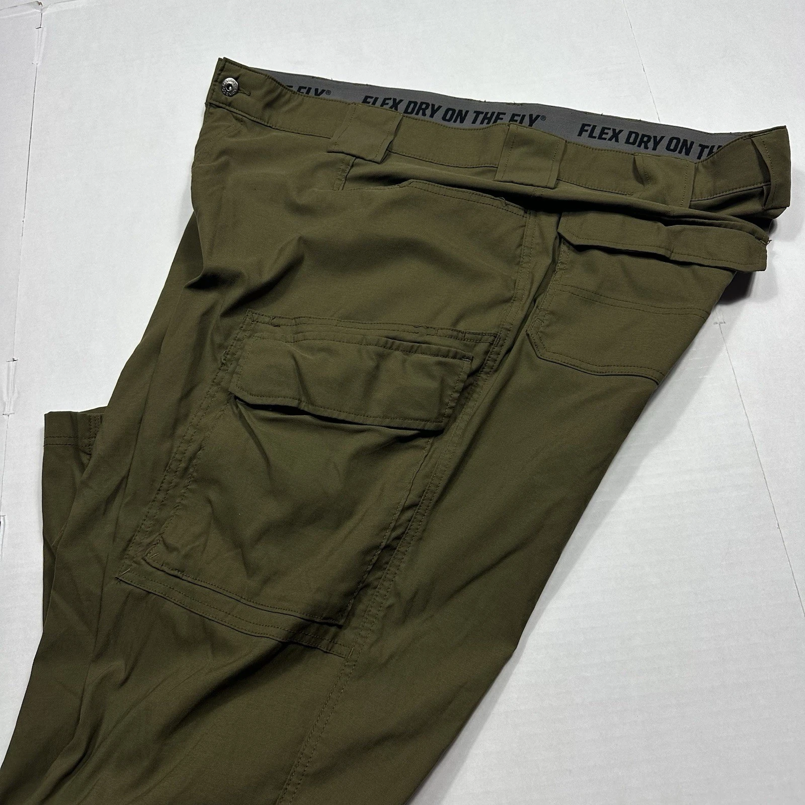 Duluth Trading Co Flex Dry On The Fly Cargo Pants Mens 42x34 Olive Green