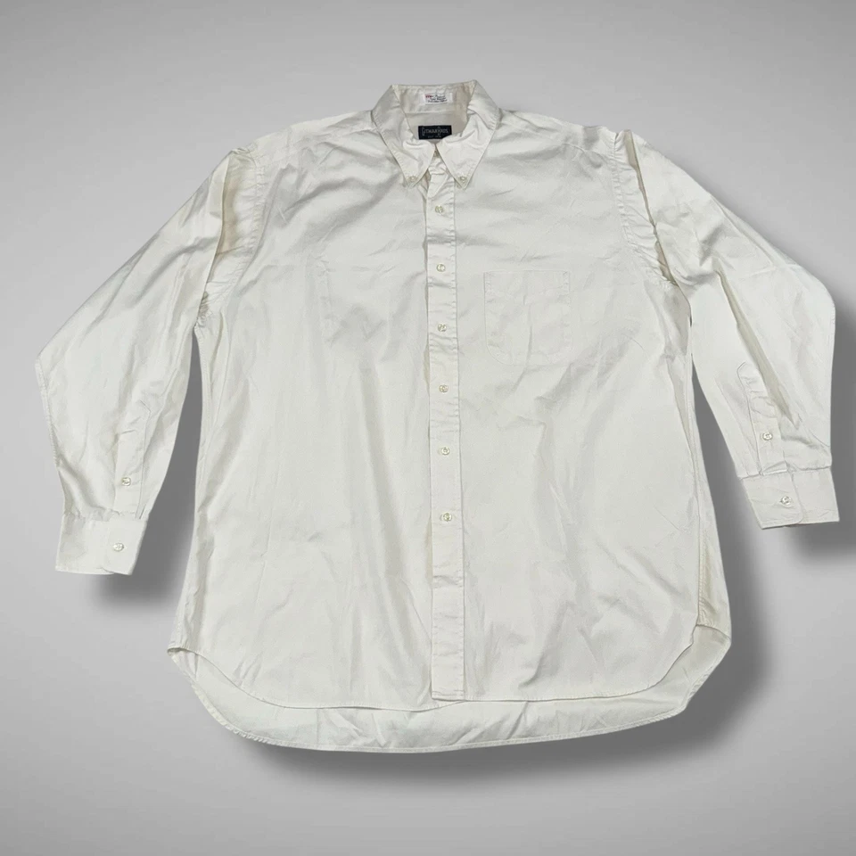 Camisa Oxford Gitman Bros Pinpoint para Hombres 17.5 35 Marfil 2x2 Algodón Abotonada EE. UU. Foto 2 de 4