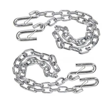 3/16" X 48" Trailer Safety Chain with Spring Clips Grade 30 with 2 S Hook 2PCS