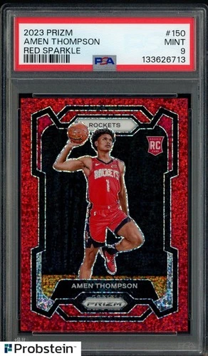 2023 Prizm #150 Amen Thompson Red Sparkle Rookie PSA 9