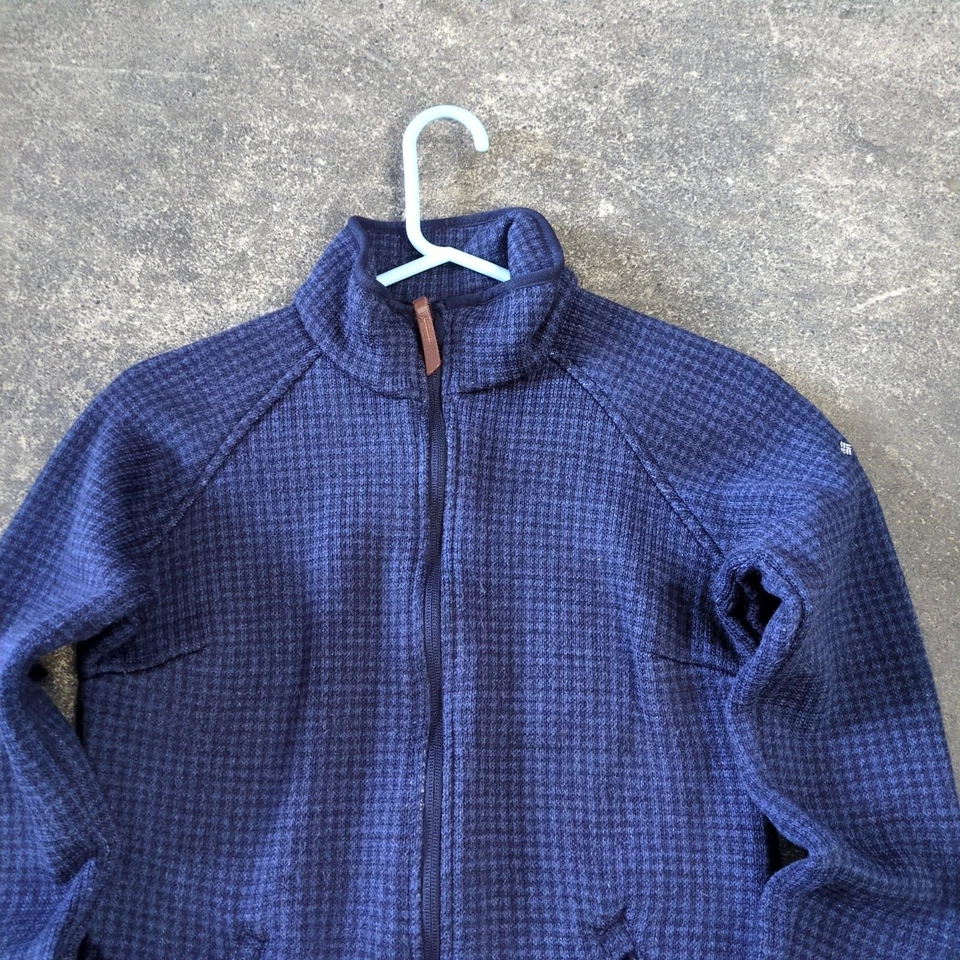 Chaqueta Columbia Mujer S Pequeña Azul Cuadros Cremallera Completa Simulado Cuello Bolsillos Exterior Foto 2 de 4
