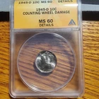 1945 D Mercury Dime Unc Details Wheel Mark, as pictured.