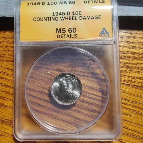 1945 D Mercury Dime Unc Details Wheel Mark, as pictured.