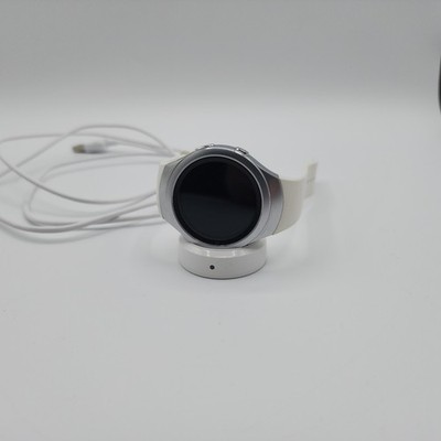  Samsung Gear S2  SM-R730A Smart Watch Silver/White + Off White Band! W/Dock!