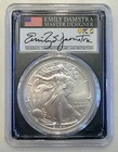 2024 American Silver Eagle PCGS MS-70 Star Privy FDOI Emily Damstra Signed